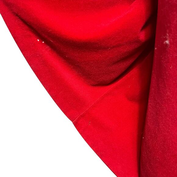 Vintage Red Velour Bathrobe with White Piping Classic Wrap Style Robe Small - Picture 13 of 13